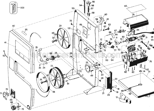 Page A Diagram and Parts List for 9422 Type 1 Black and Decker Band Saw